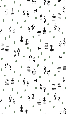 Tenda a rullo interna oscurante con disegno di alberi e cervi