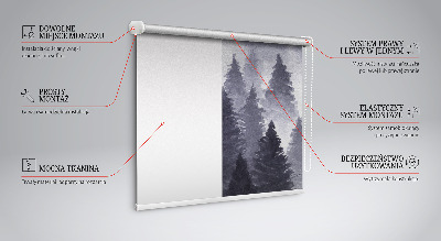 Tenda a rullo interna oscurante con stampa di una foresta nebbiosa