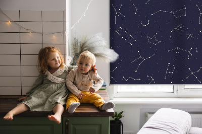Tenda a rullo oscurante per porta finestra con motivo a costellazione di stelle