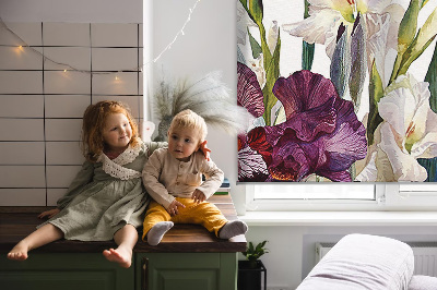 Tenda a rullo oscurante per porta finestra con fantasia a piccoli fiori