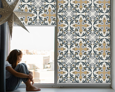 Tenda a rullo interna oscurante con motivo a piastrelle marocchine per finestra