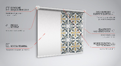 Tenda a rullo interna oscurante con motivo a piastrelle marocchine per finestra