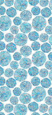 Tenda a rullo interna oscurante con fantasia di cerchi di petali blu