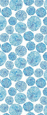 Tenda a rullo interna oscurante con fantasia di cerchi di petali blu