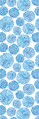 Tenda a rullo interna oscurante con fantasia di cerchi di petali blu