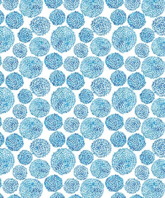 Tenda a rullo interna oscurante con fantasia di cerchi di petali blu