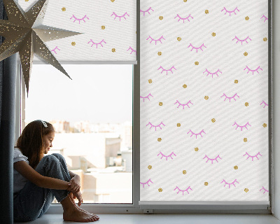 Tenda a rullo interna oscurante con design a sopracciglia e puntini