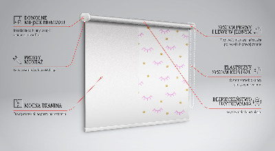 Tenda a rullo interna oscurante con design a sopracciglia e puntini