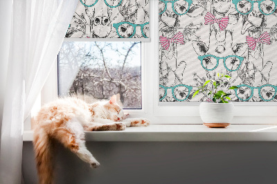 Tenda a rullo interna oscurante con stampa a forma di giraffa con gli occhiali
