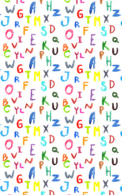 Tenda a rullo oscurante per porta finestra con fantasia di lettere colorate