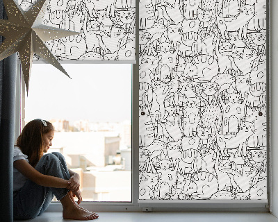 Tenda a rullo interna oscurante per finestra con fantasia di gatti disegnati