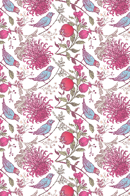 Tenda a rullo oscurante per finestra con stampa di uccelli colorati tra i fiori