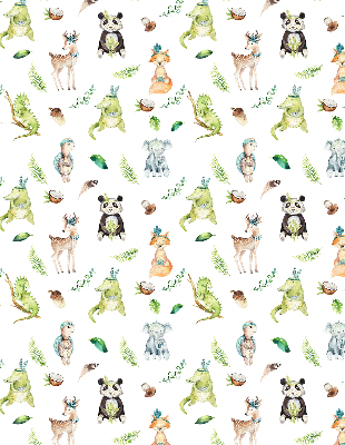 Tenda a rullo oscurante per porta finestra con stampa a tema animali e piante