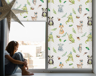 Tenda a rullo oscurante per porta finestra con stampa a tema animali e piante