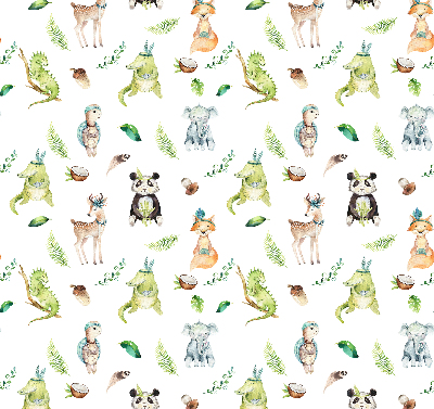 Tenda a rullo oscurante per porta finestra con stampa a tema animali e piante