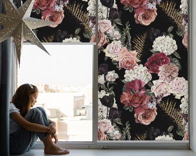 Tenda a rullo interna oscurante con motivo a mazzo di rose