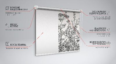 Tenda a rullo interna oscurante con fantasia a fiori grigi