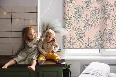 Tenda a rullo interna oscurante con stampa di foglie colorate