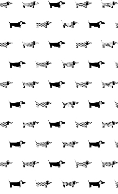 Tenda a rullo oscurante per porta finestra con disegni di cani