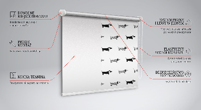 Tenda a rullo oscurante per porta finestra con disegni di cani