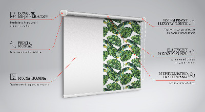 Tenda a rullo interna oscurante con fantasia a foglie esotiche