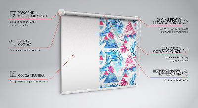 Tenda a rullo oscurante per porta finestra con motivo di foglie e triangoli blu