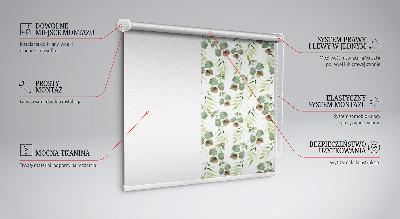 Tenda a rullo oscurante per porta finestra con motivo a foglie verdi