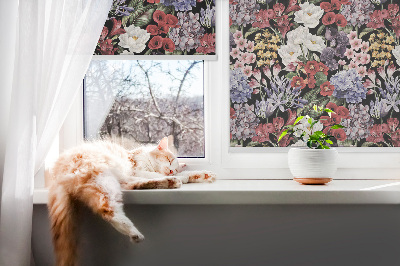 Tenda a rullo oscurante in tessuto con fantasia a fiori colorati