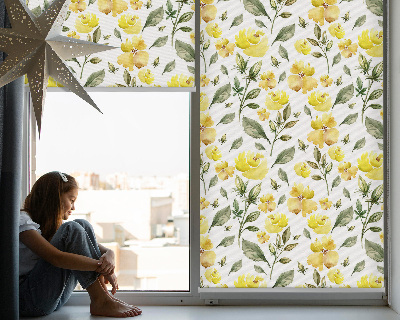 Tenda a rullo oscurante con stampa di fiori gialli per finestra