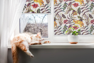 Tenda a rullo oscurante per porta finestra con fantasia a fiori colorati