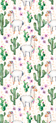 Tenda a rullo interna oscurante con stampa di lama e cactus