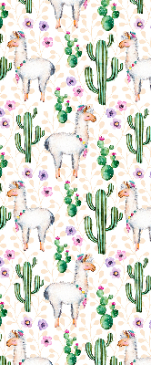 Tenda a rullo interna oscurante con stampa di lama e cactus