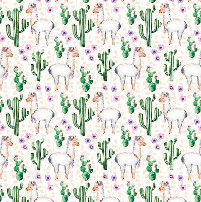 Tenda a rullo interna oscurante con stampa di lama e cactus