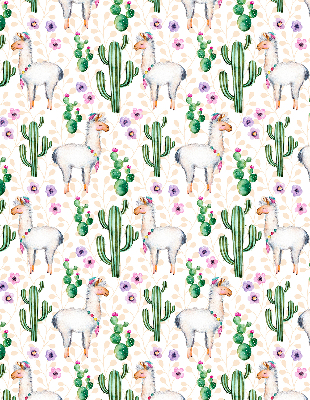Tenda a rullo interna oscurante con stampa di lama e cactus