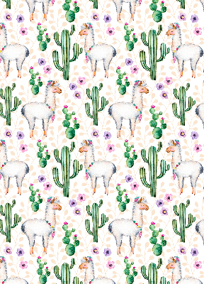 Tenda a rullo interna oscurante con stampa di lama e cactus