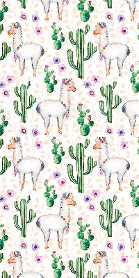 Tenda a rullo interna oscurante con stampa di lama e cactus