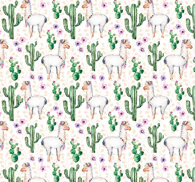 Tenda a rullo interna oscurante con stampa di lama e cactus
