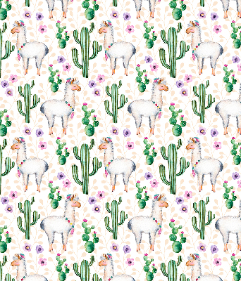 Tenda a rullo interna oscurante con stampa di lama e cactus