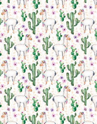 Tenda a rullo interna oscurante con stampa di lama e cactus