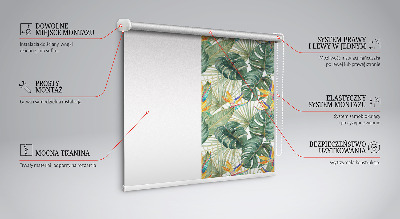 Tenda a rullo interna oscurante con stampa di piante tropicali