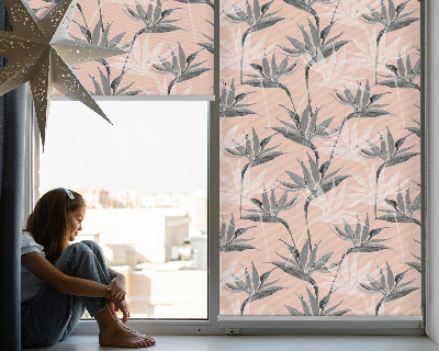 Tenda a rullo interna oscurante con fantasia a fiori grigi