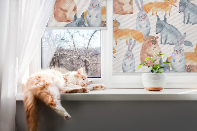 Tenda a rullo interna oscurante con stampa a tema animali