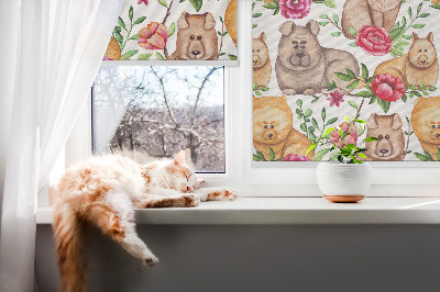 Tenda a rullo interna oscurante con stampa di cani tra i fiori