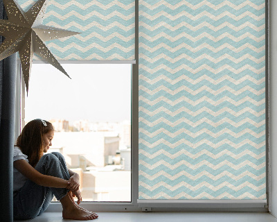 Tenda a rullo oscurante per porta finestra con motivo zigzag blu