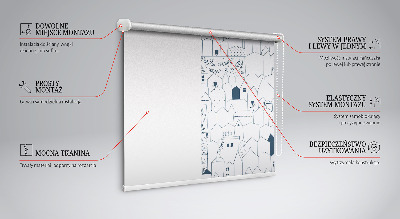 Tenda a rullo oscurante per finestra dal design a motivi case