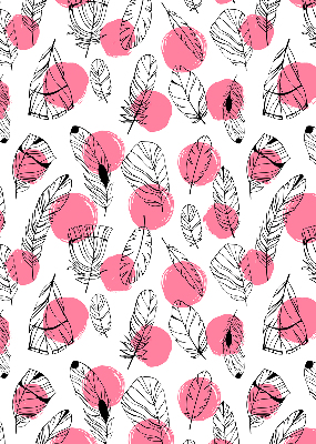 Tenda a rullo oscurante per finestra con fantasia di piume e pois rosa