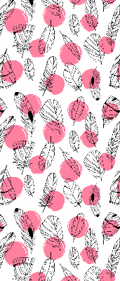 Tenda a rullo oscurante per finestra con fantasia di piume e pois rosa