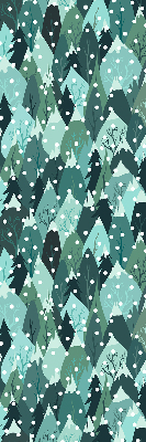 Tenda a rullo oscurante con stampa di una foresta e neve che cade
