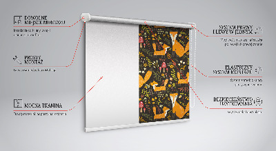 Tenda a rullo oscurante con motivo di volpi e piante