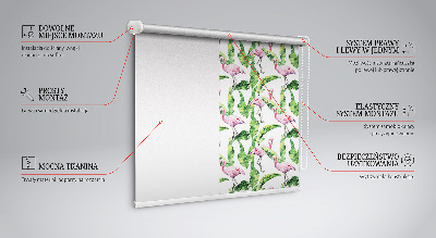 Tenda a rullo oscurante per porta finestra con stampa di fenicotteri tra le foglie